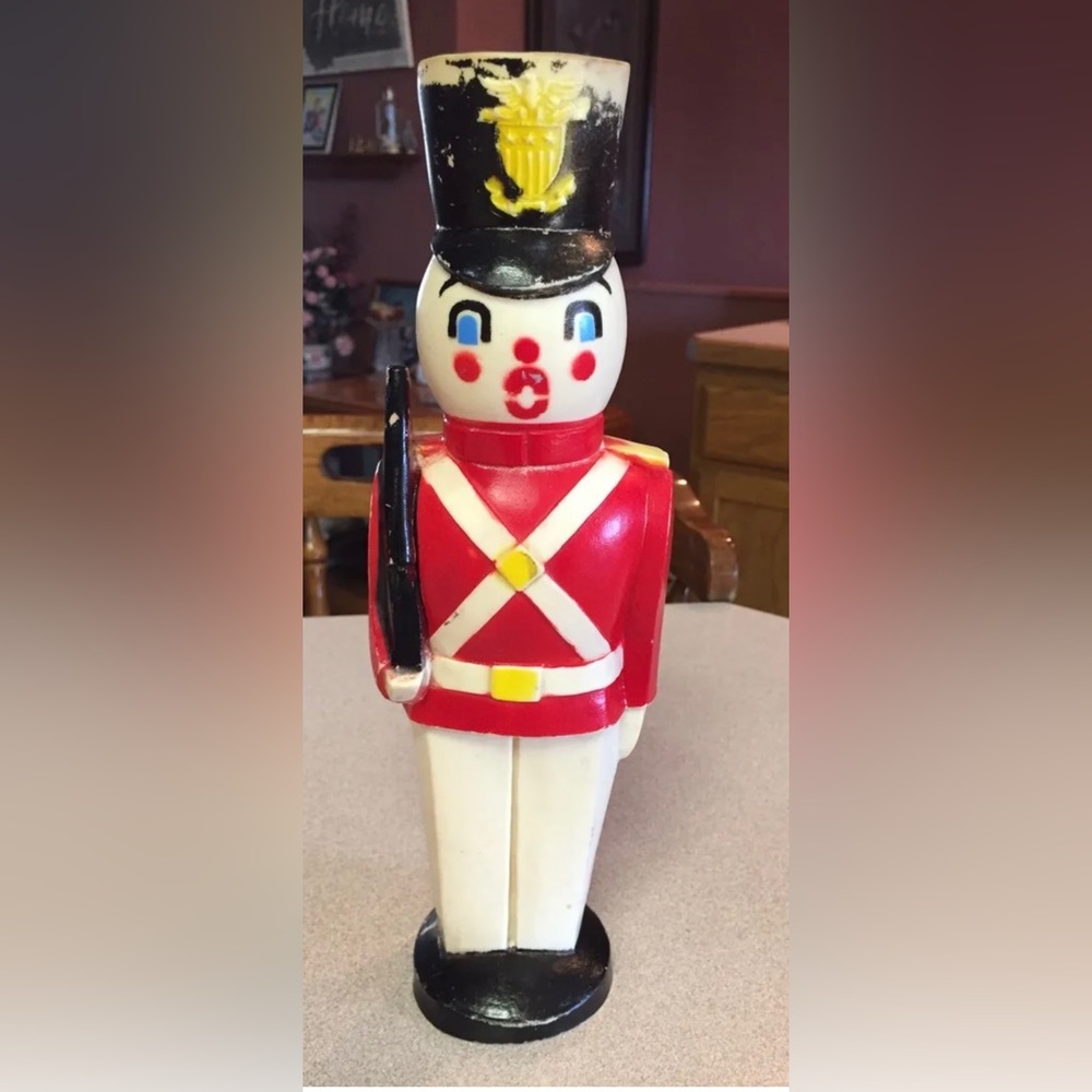 Vintage 1960 10" Rubber Squeaky Toy Soldier, Clean Good Condition